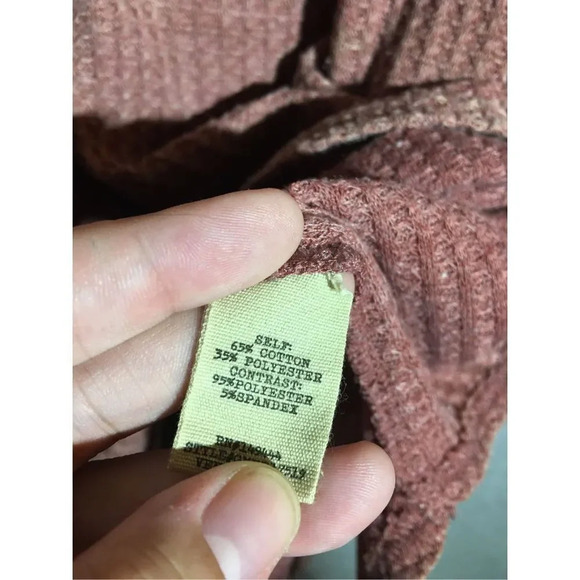 Womens Ginmicks Sweater Mixed Media Textures Velvet Dark Pink Casual V Neck - Picture 5 of 5